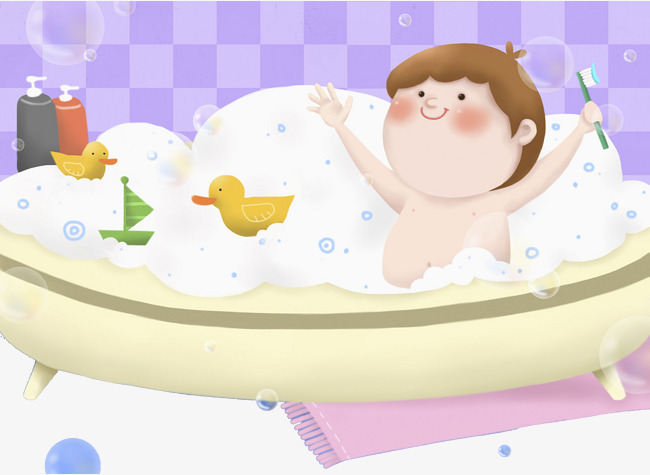 Child Taking A Shower Bath PNG - Baby In The Bathtub, T