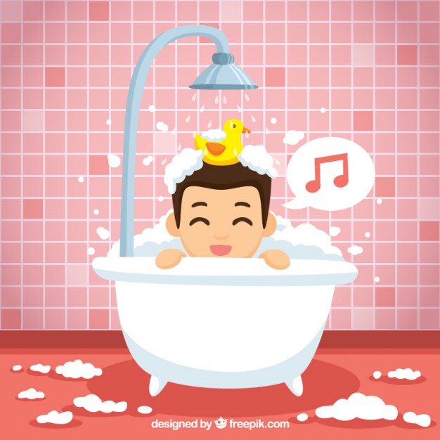 Nice Boy Singing In The Bathroom Free Vector - Child Taking A Shower Bath, Transparent background PNG HD thumbnail