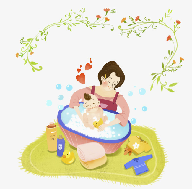 The Mother Who Bathed The Baby, Take A Shower, Bath, Wash Free Png Image - Child Taking A Shower Bath, Transparent background PNG HD thumbnail