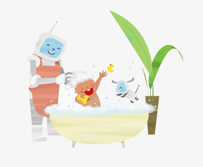 Child Taking A Shower Bath Png - The Robot Takes A Bath For The Child, Take A Shower, Bath, Wash Free Png Image, Transparent background PNG HD thumbnail