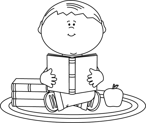 Black And White Boy Reading A School Book - Children At School Black And White, Transparent background PNG HD thumbnail