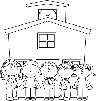 Black And White School Kids At School Graphics From Www Mycutegraphics Com - Children At School Black And White, Transparent background PNG HD thumbnail