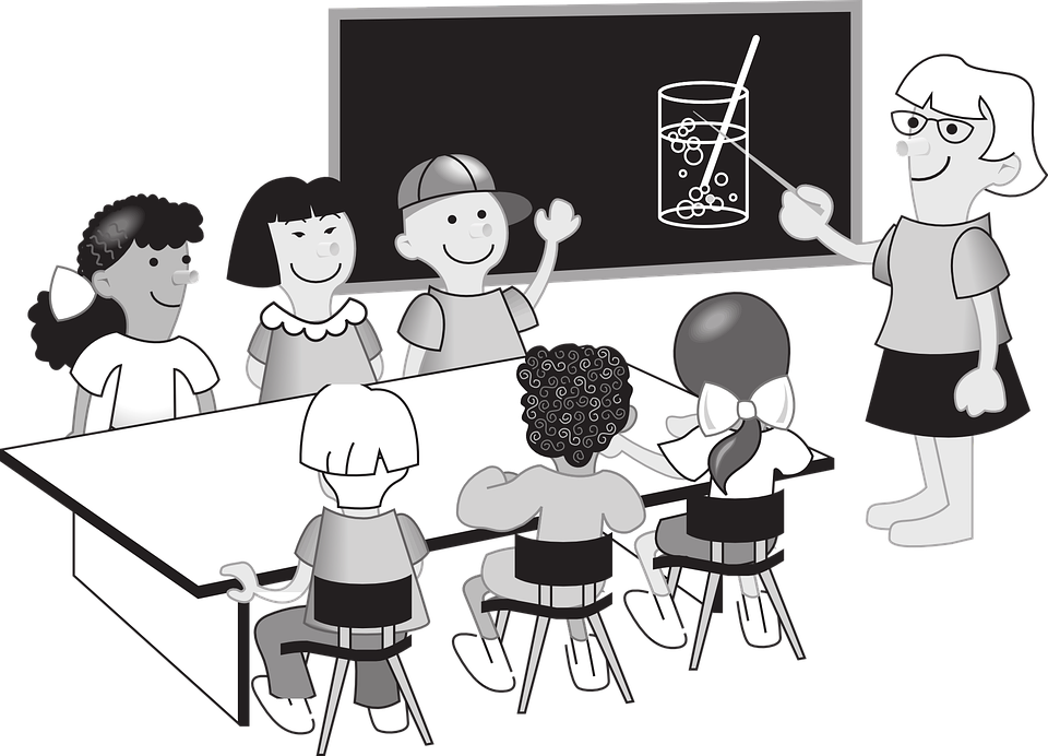 School Teacher Teacher School Student Pupils - Children At School Black And White, Transparent background PNG HD thumbnail