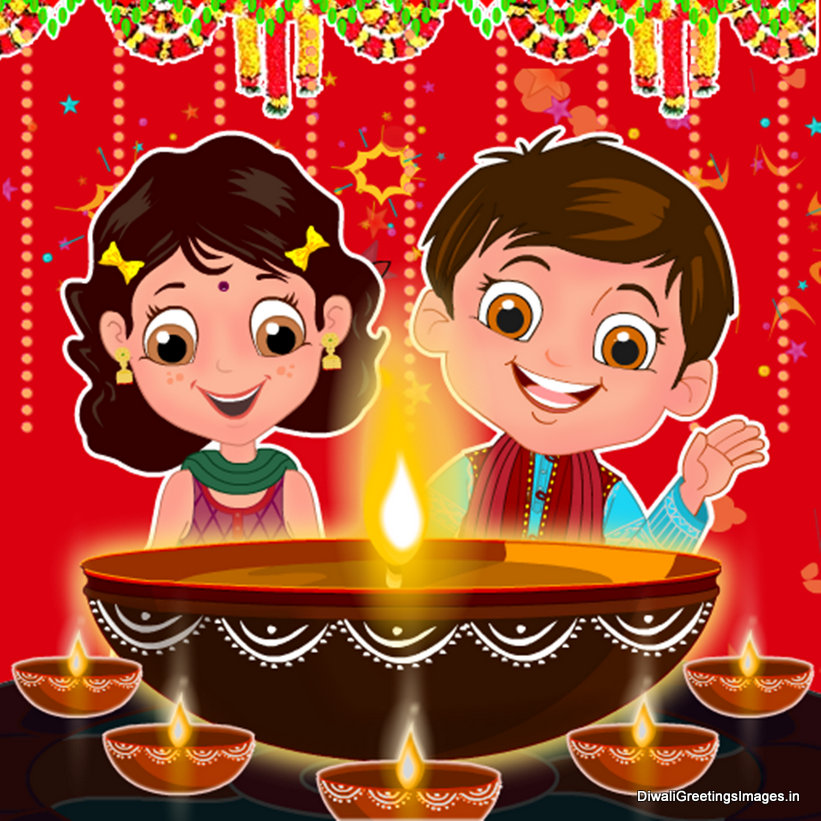 Funny Collection Of Cute Diwali Cartoon Images 2015, Best Happy Diwali Greetings Images For Kids - Children Celebrating Diwali, Transparent background PNG HD thumbnail