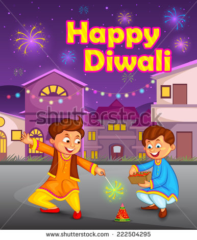 Children Celebrating Diwali Png - Kids Enjoying Firecracker Celebrating Diwali In Vector, Transparent background PNG HD thumbnail