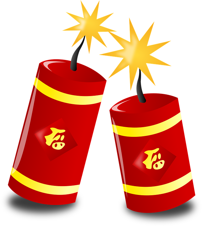 Fireworks Crackers New Year Celebration Chinese - Chinese New Year, Transparent background PNG HD thumbnail