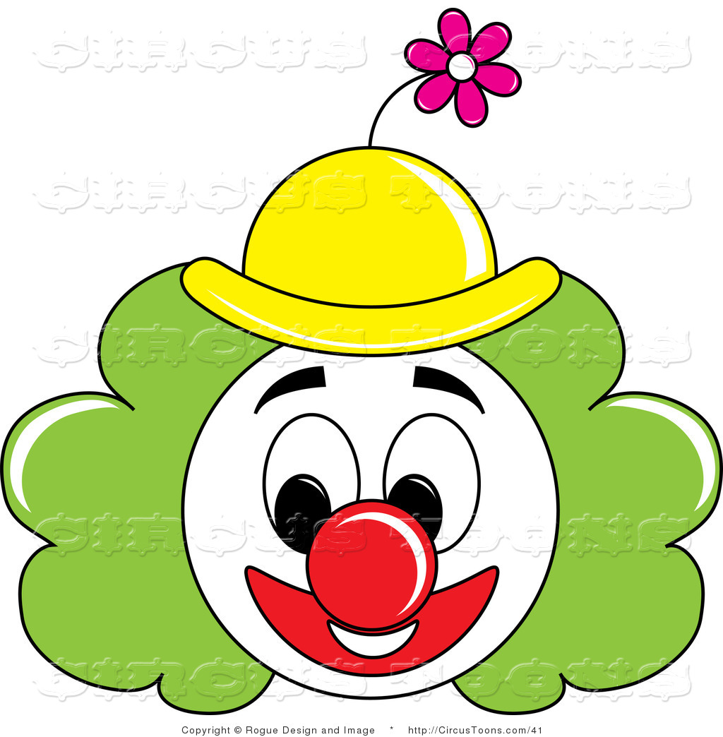 Circus Clipart Of A Grinning Painted Clown Face With Green Hair And A - Circus Joker Face, Transparent background PNG HD thumbnail