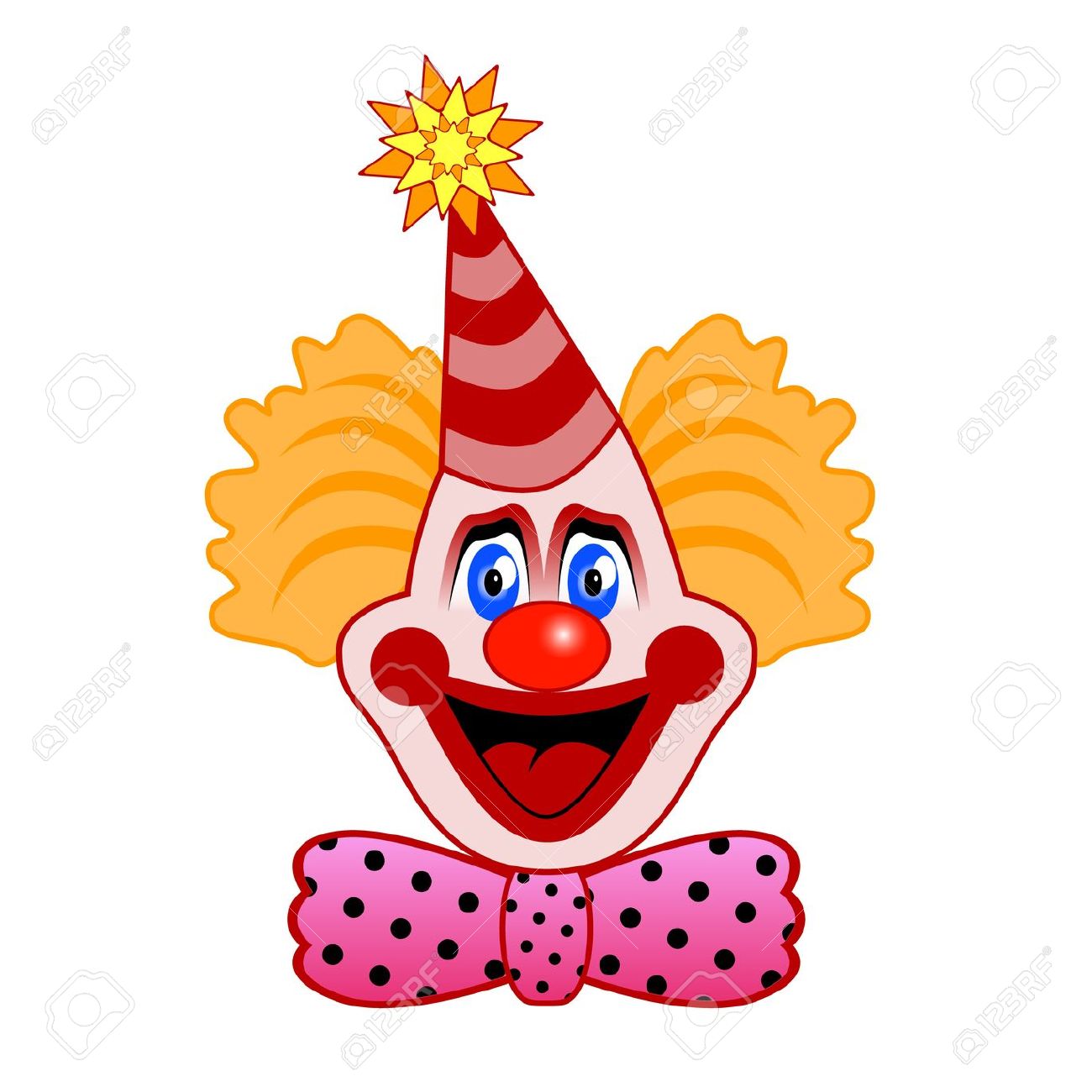 Circus Joker Face Png - Clown Face: Head Of Clown With A Bow Tie, Transparent background PNG HD thumbnail