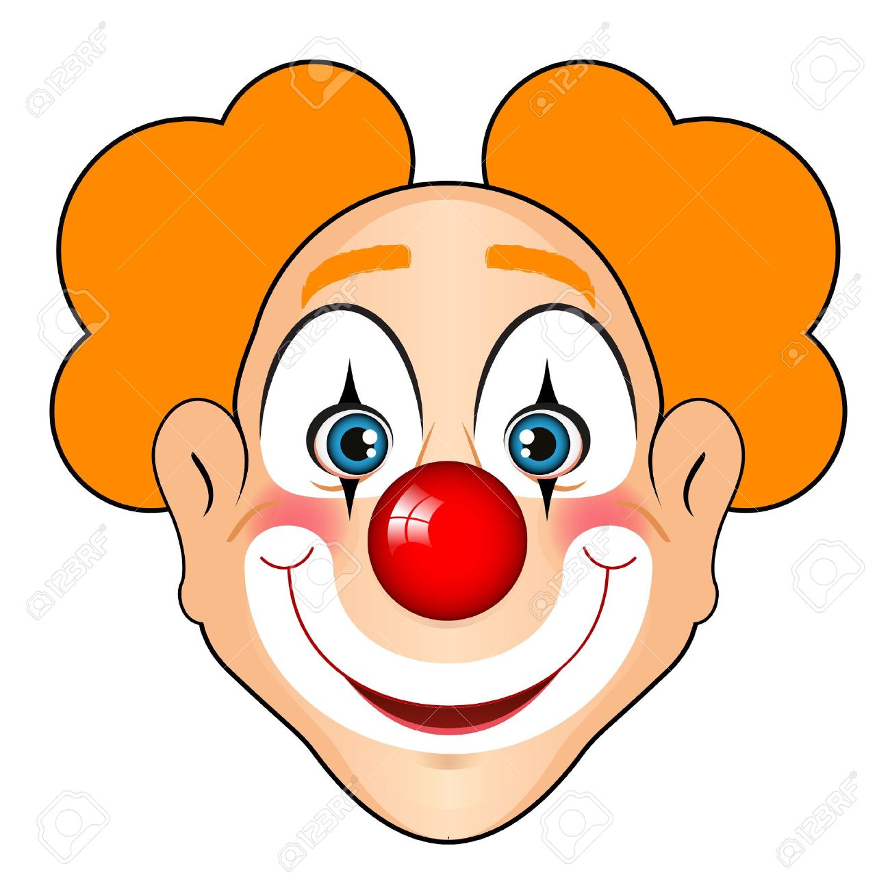 Clown Face: Vector Illustration Of Smiling Clown - Circus Joker Face, Transparent background PNG HD thumbnail
