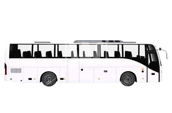 Modern White Bus Side View - City Bus Black And White, Transparent background PNG HD thumbnail