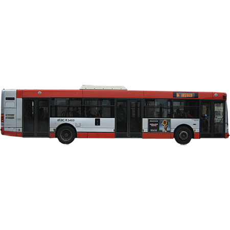 A Cutout Side View Of A Roman City Bus. - City Bus Side View, Transparent background PNG HD thumbnail