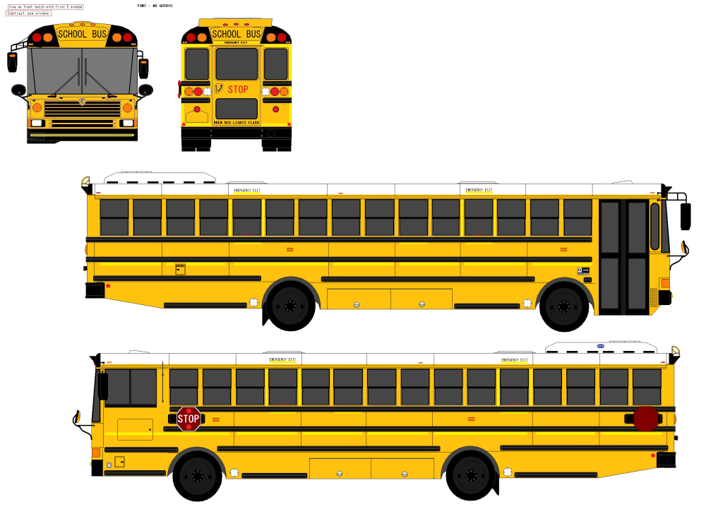 School Bus Side View Flat Front - City Bus Side View, Transparent background PNG HD thumbnail