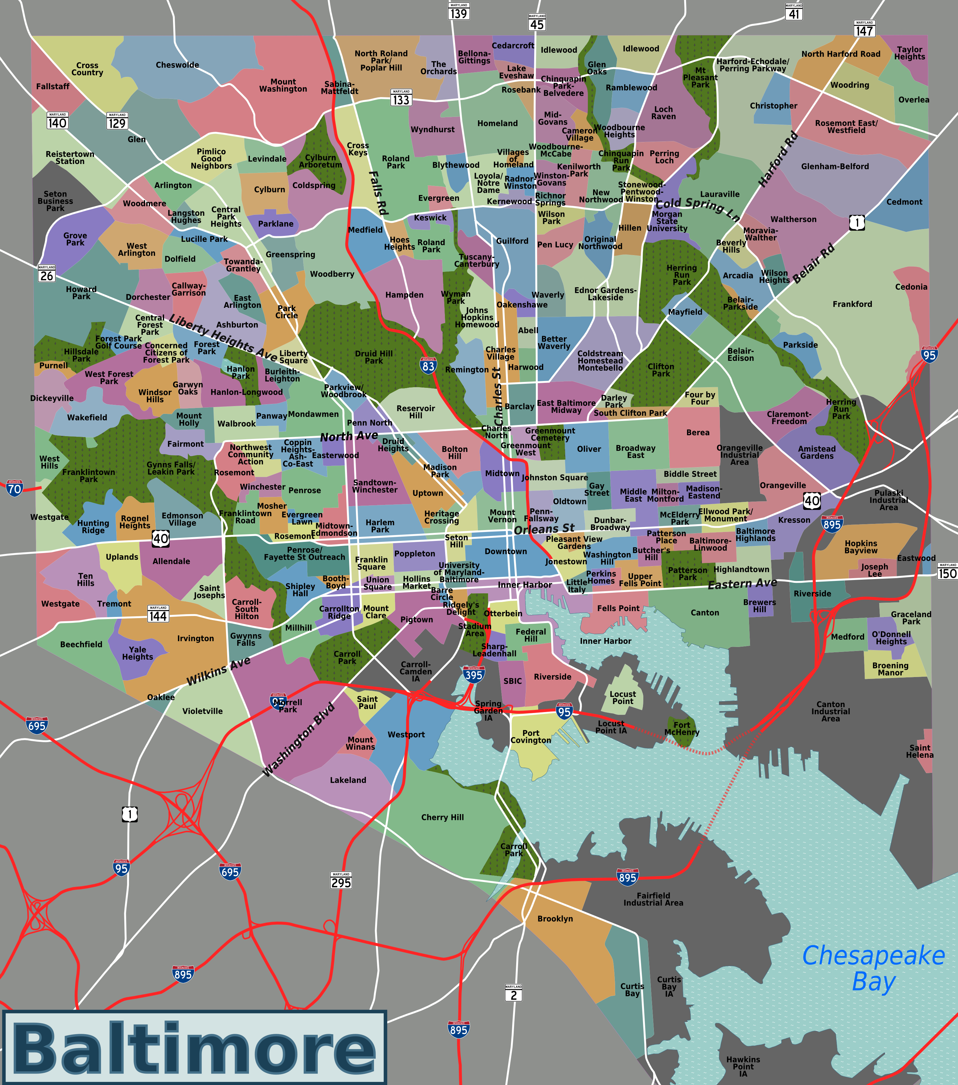 File:baltimore Neighborhoods Map.png - City Neighborhood, Transparent background PNG HD thumbnail