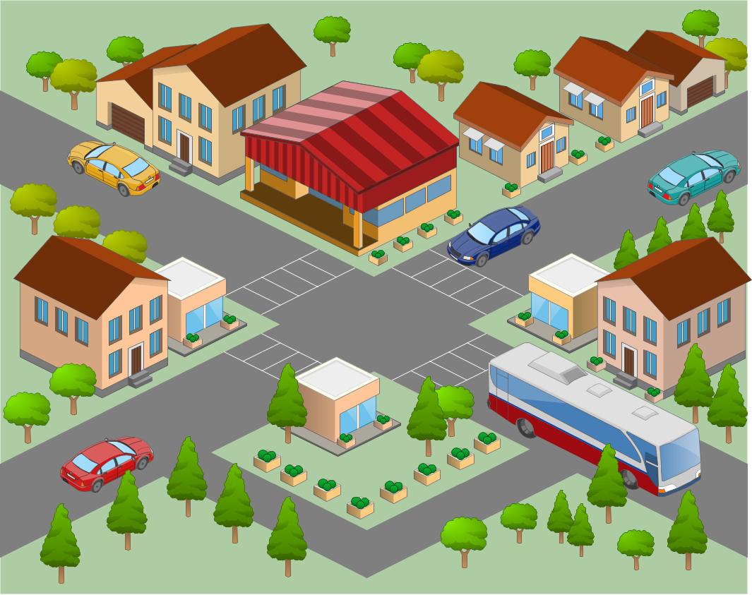Neighborhood Map Clipart Neighborhood 3D Directional - City Neighborhood, Transparent background PNG HD thumbnail