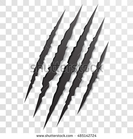 Claw Scratch Mark. Vector Bear Or Tiger Paw Claw Scratch Trace. Shredded Paper - Claw Scratch, Transparent background PNG HD thumbnail