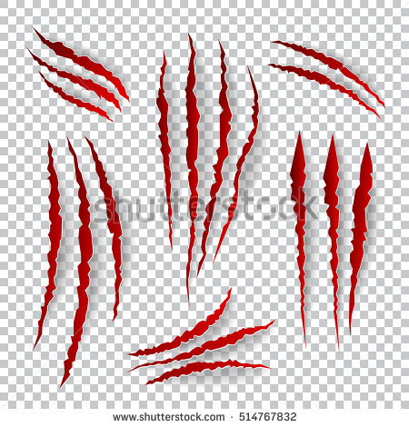 Realistic Claw Scratches. Set On Plaid Background. Scratch Claw Animal And Illustration Shred From - Claw Scratch, Transparent background PNG HD thumbnail