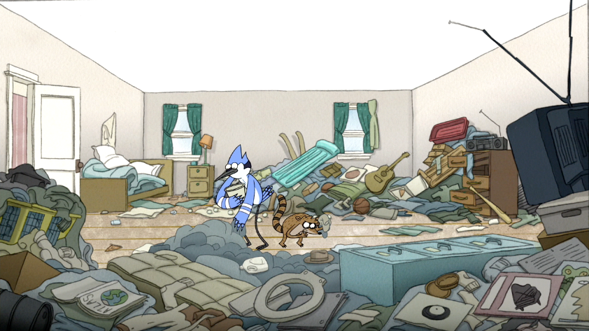 S3E34.074 Mordecai And Rigby Cleaning Their Room.png - Cleaning A Room, Transparent background PNG HD thumbnail