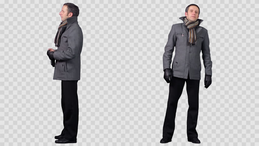 Male Standing In Winter Clothes. Clip Contain Alpha Channel. File Format   Mov. - Clothing, Transparent background PNG HD thumbnail