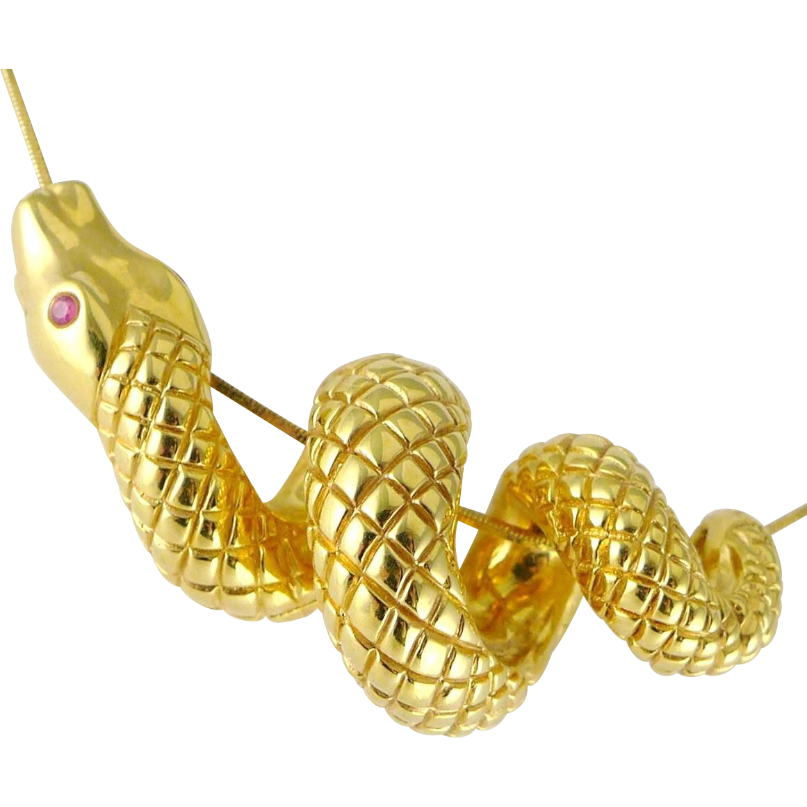 Vintage 18K Gold Coiled Snake Necklace   Italy - Coiled Snake, Transparent background PNG HD thumbnail