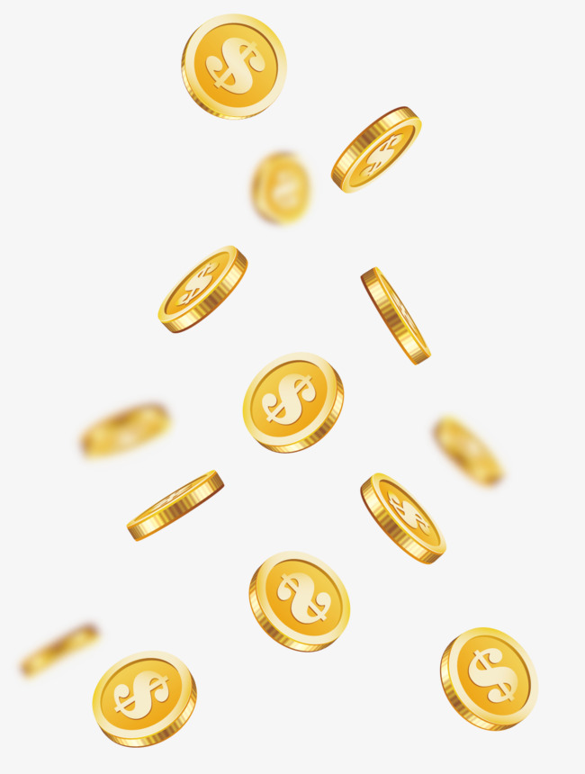 Cartoon Floating Gold Coin Vector Png, Cartoon Gold Coins, Floating Gold Coins, Vector - Coin Border, Transparent background PNG HD thumbnail