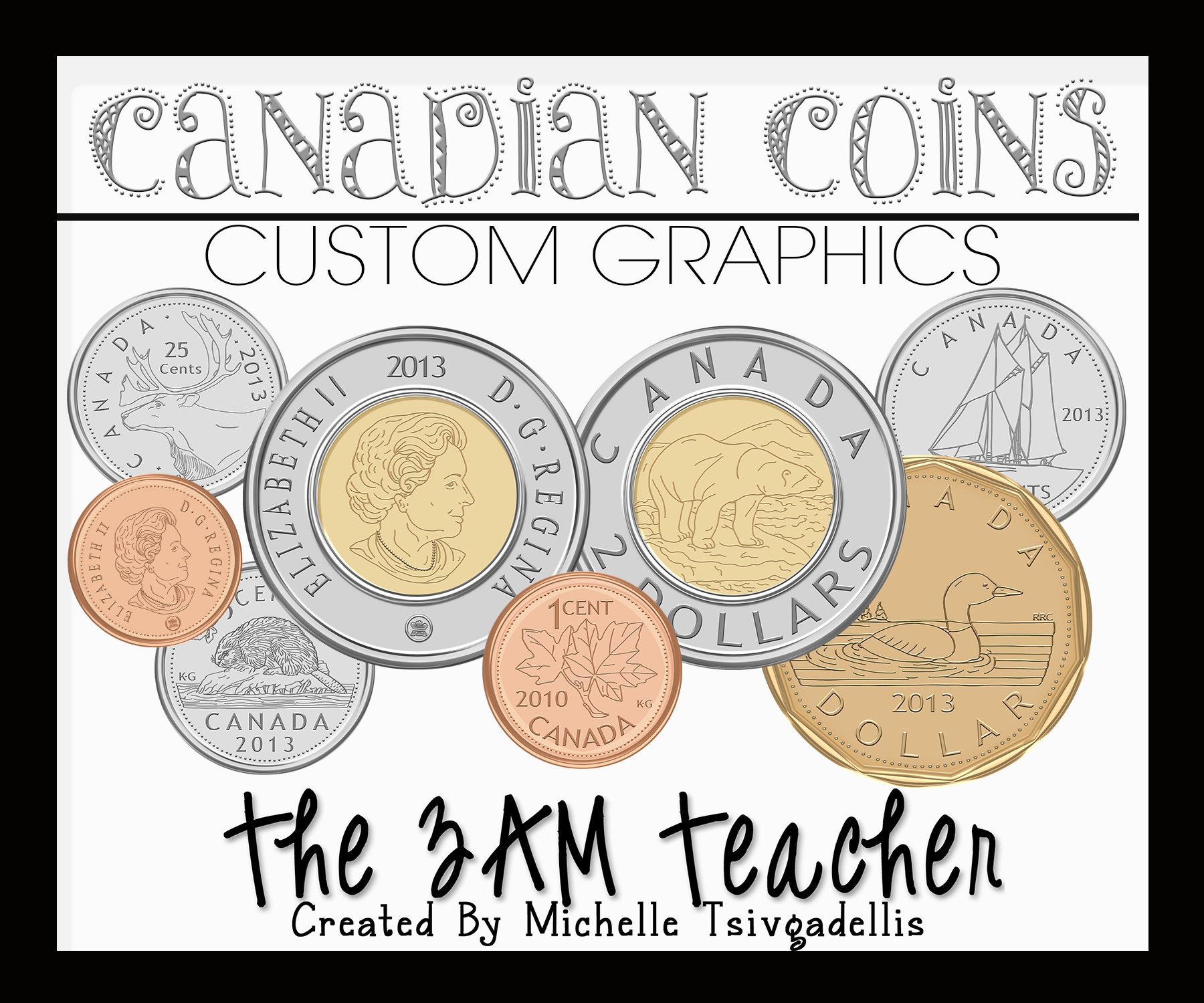 Canadian Currency / Coins Custom Graphics By The 3Am Teacher!!! $7.00 Visit My - Coins For Teachers, Transparent background PNG HD thumbnail