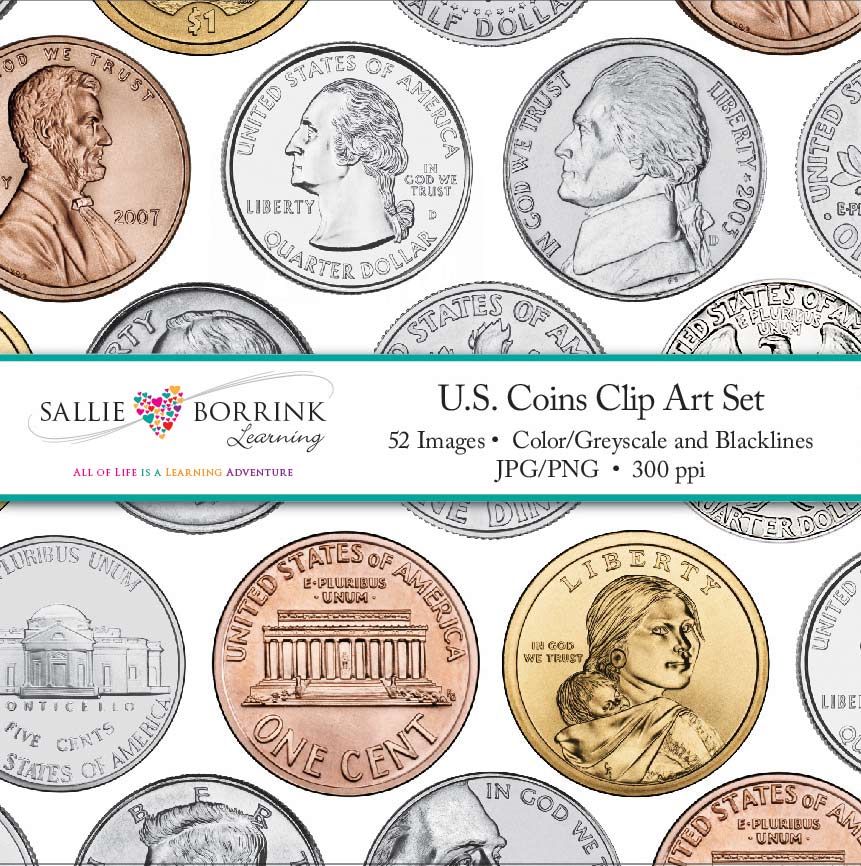 Money Clip Art Includes U.s. Coins   Penny, Nickel, Dime, Quarter, Half - Coins For Teachers, Transparent background PNG HD thumbnail