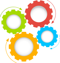 Multi Colored Gears - Colorful Gears, Transparent background PNG HD thumbnail