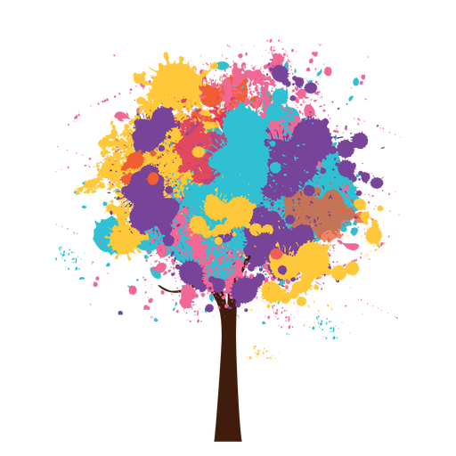 Oil paint colorful tree png