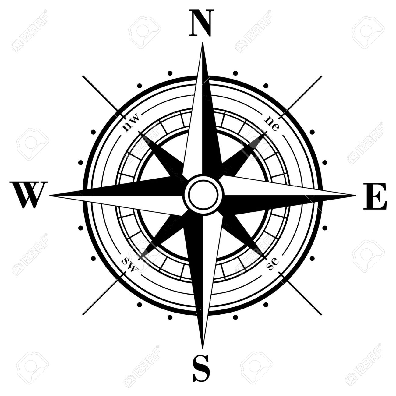 Black Compass Rose Isolated On Whte Stock Vector   3845219 - Compass Rose Black And White, Transparent background PNG HD thumbnail