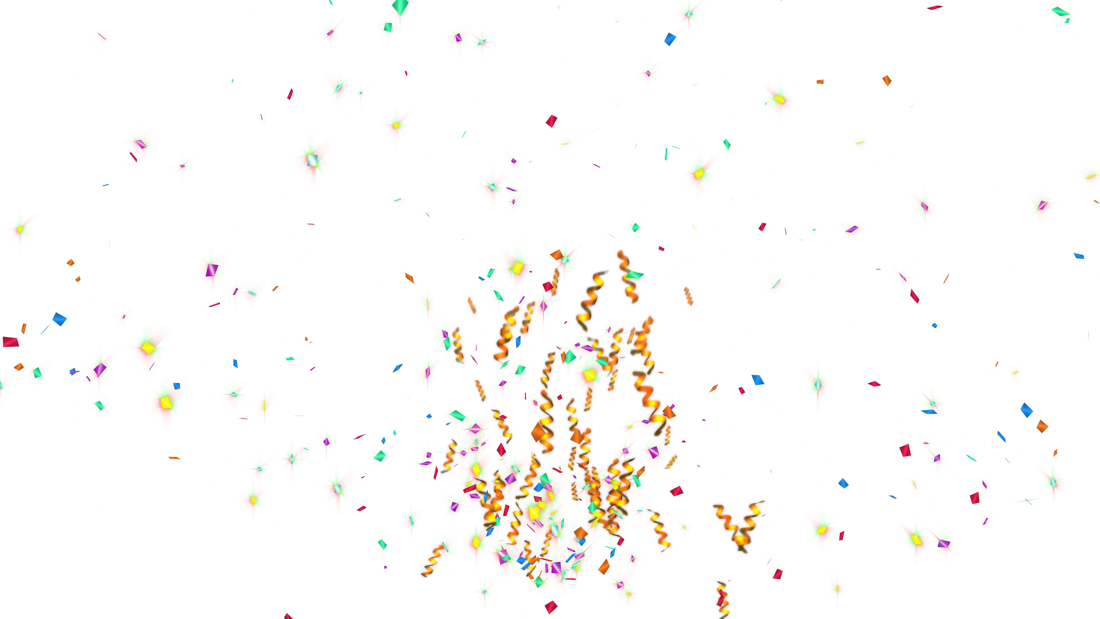Animation Of Shooting Colorful Confetti Paper, Twisted Ribbon, And Element Particle For Holiday Party And Celebration Decoration Concept In White Isolated Hdpng.com  - Confetti, Transparent background PNG HD thumbnail
