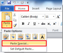 Paste with the Ribbon