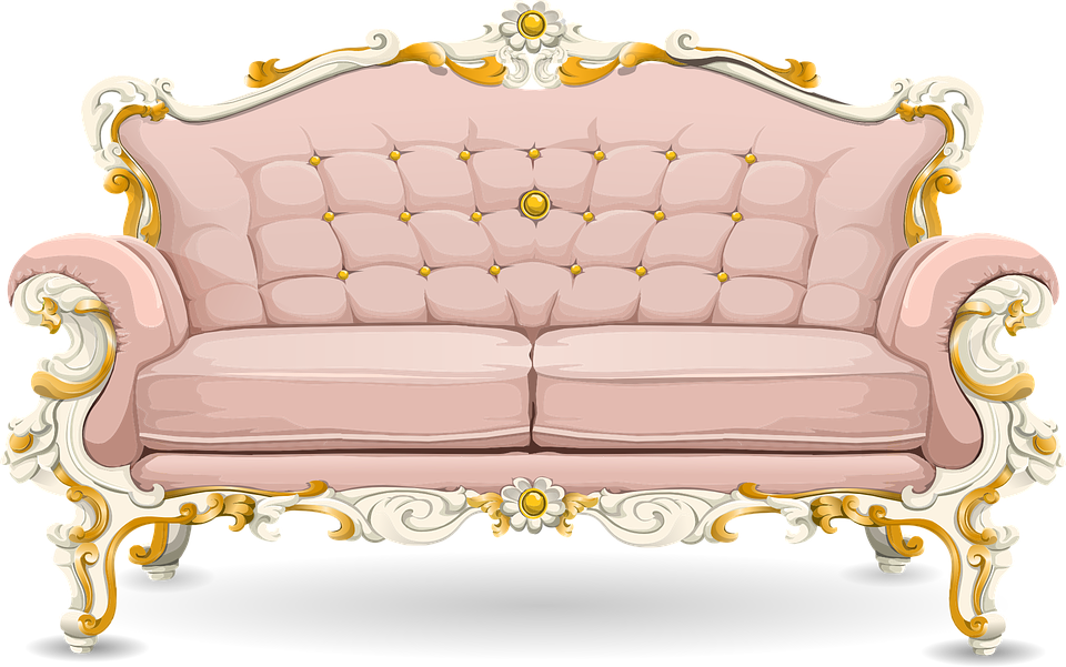 Couch Sofa Loveseat Pink Ornate Cushions - Couch, Transparent background PNG HD thumbnail