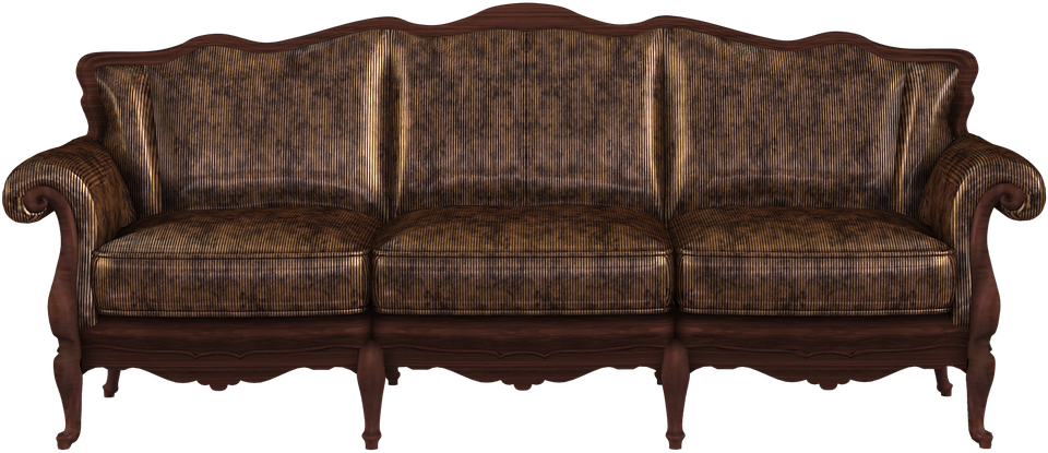 Sofa, Couch, Render, Old, Antique, Vintage, Leather - Couch, Transparent background PNG HD thumbnail