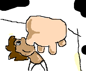 Man Drinks Milk Directly From Cow Udders - Cow Udders, Transparent background PNG HD thumbnail