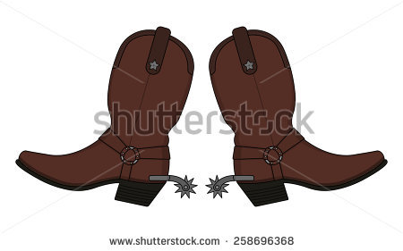 Wild West Leather Cowboy Boot With Spurs And Stars. Vector Clip Art Illustration Isolated On - Cowboy Boots With Spurs, Transparent background PNG HD thumbnail