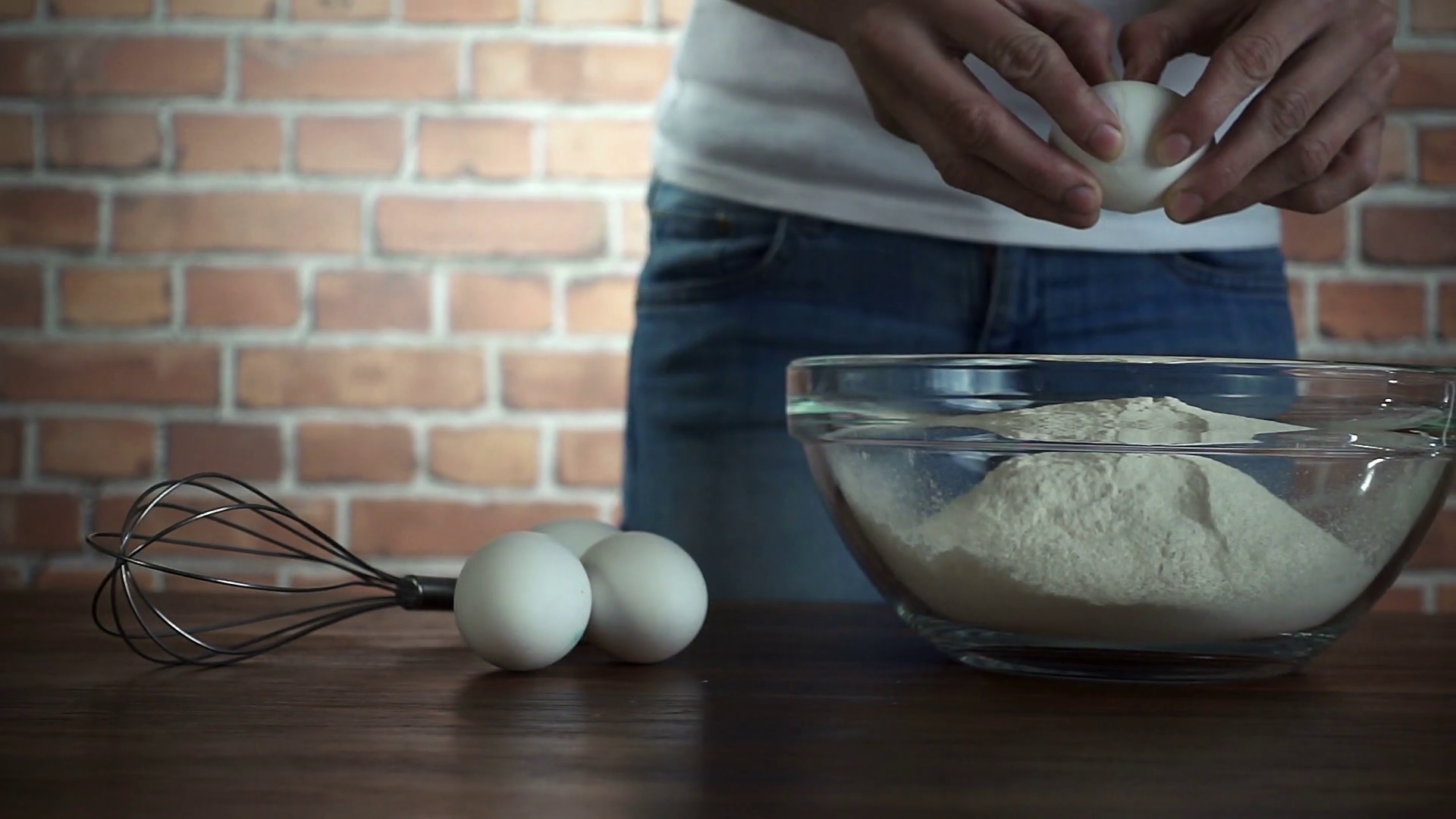 Woman Crack Egg In Glass Bowl With Flour, Slow Motion Hd Video - Cracked Egg, Transparent background PNG HD thumbnail