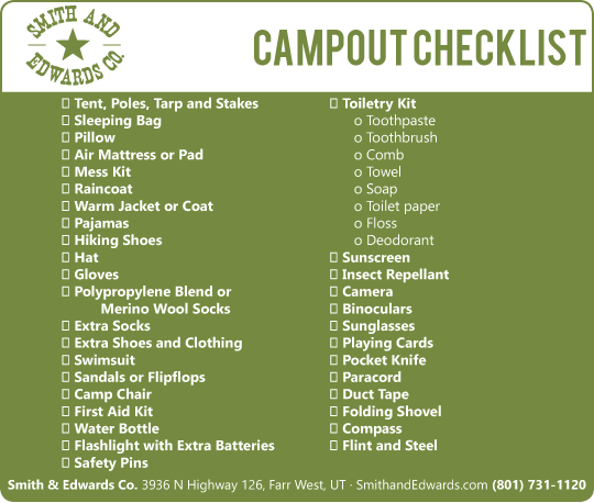 Camping Checklist - Cub Scout Camping, Transparent background PNG HD thumbnail