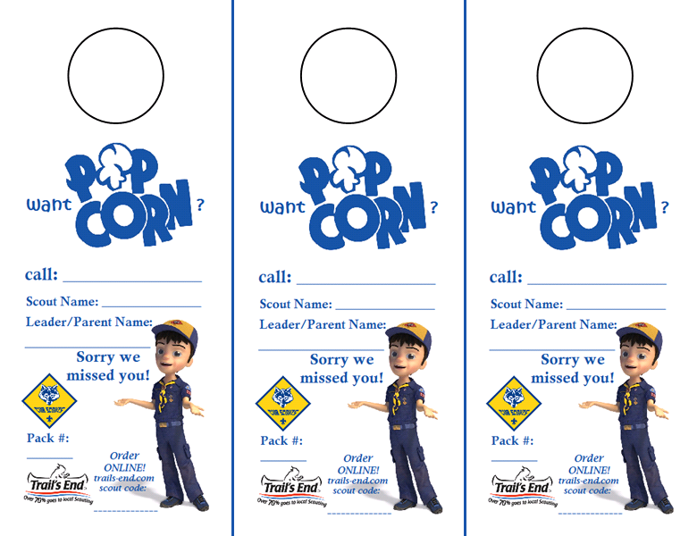 Free Cub Scout Popcorn Door Hangers! - Cub Scout, Transparent background PNG HD thumbnail