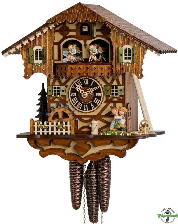 Chalet Cuckoo Clock With Kissing Couple   Hönes - Cuckoo Clock, Transparent background PNG HD thumbnail