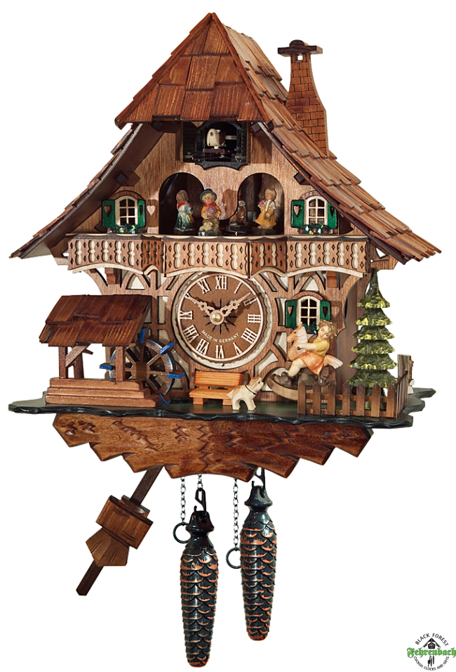 Cuckoo Clock - Quartz Chalet with Girl on Rocking Horse - Engstler, Cuckoo Clock PNG - Free PNG