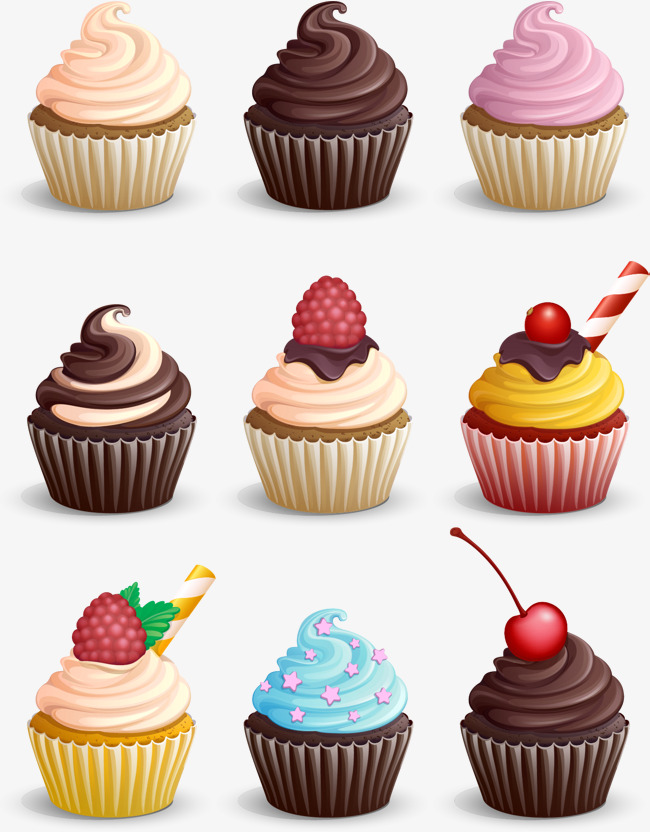 Nine Cupcakes, Valentines Gift, Vector Material, Cupcake Png And Vector - Cupcakes, Transparent background PNG HD thumbnail