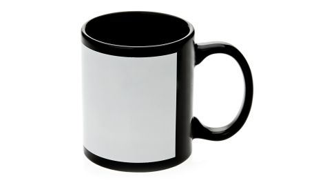  Blank Printable Black Mug With White Patch.png - Cups Black And White, Transparent background PNG HD thumbnail