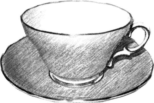 tea cup saucer black and whit