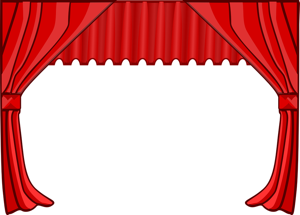 Red Curtains open, white back