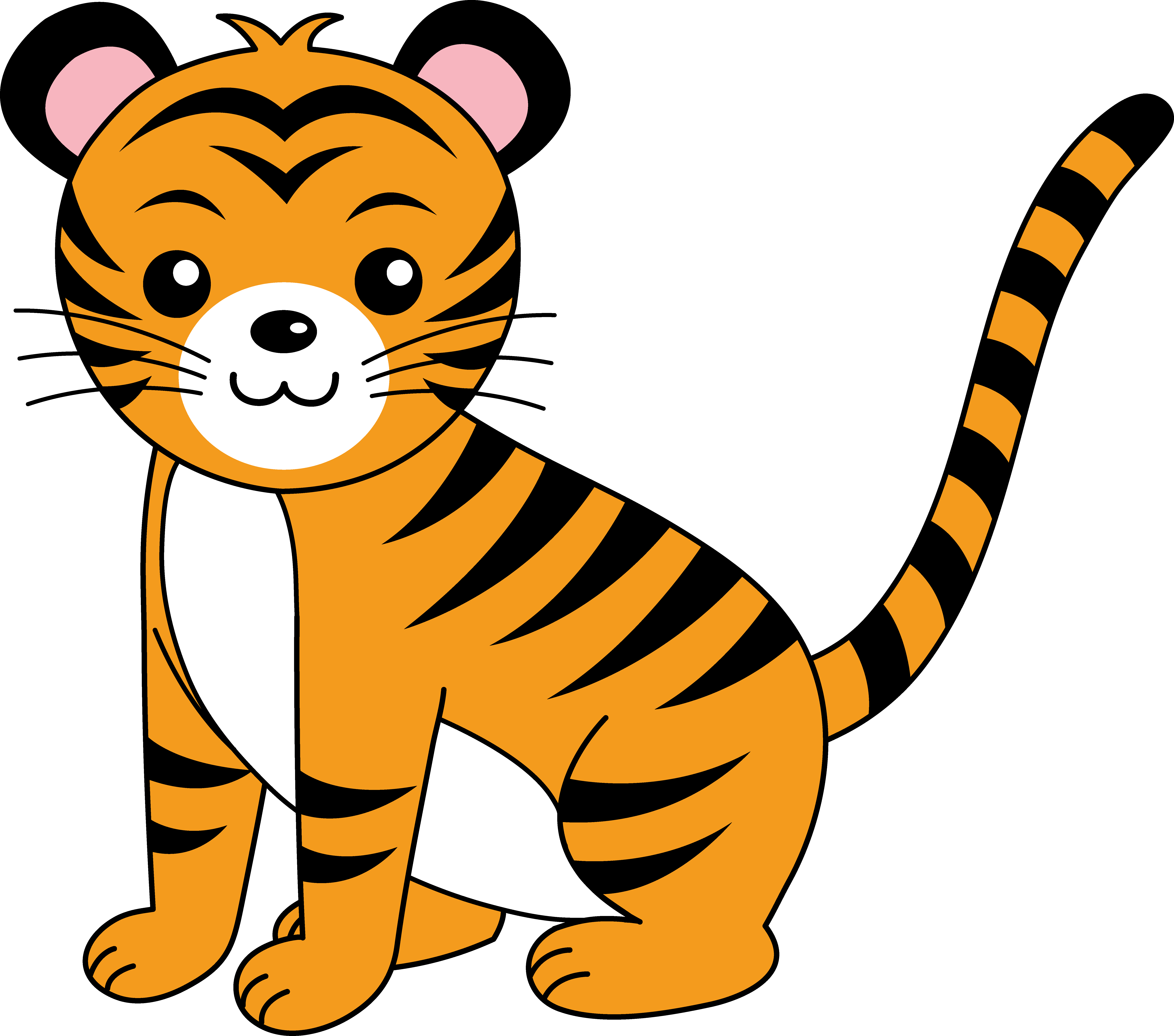 Cute Orange Tiger Cub   Free Clip Art - Cute Animal, Transparent background PNG HD thumbnail
