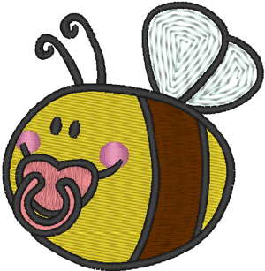 Baby Bee Embroidery Design - Cute Baby Bee, Transparent background PNG HD thumbnail
