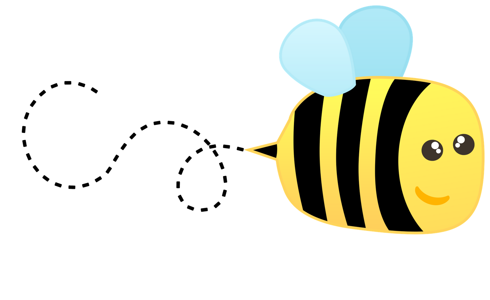 Buzzing Bee Clipart - Cute Baby Bee, Transparent background PNG HD thumbnail