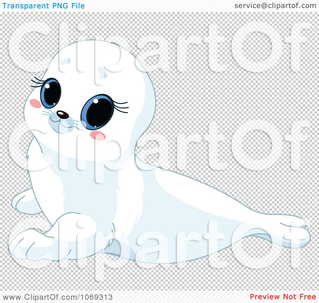 Clipart Cute White Baby Seal   Royalty Free Vector Illustration By Pushkin - Cute Baby Seal, Transparent background PNG HD thumbnail