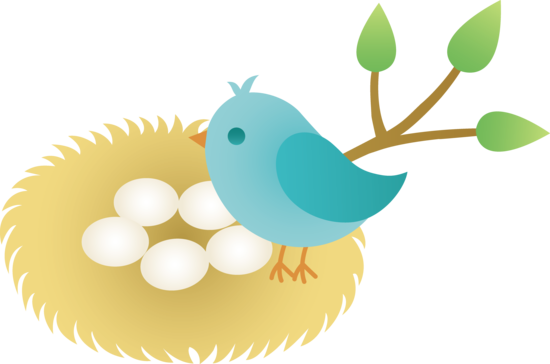 Animated Bird Clip Art | Blue Bird With Nest Of Eggs   Free Clip Art - Cute Bird Nest, Transparent background PNG HD thumbnail