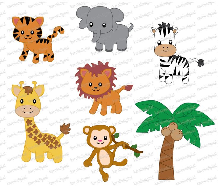 Png Files Of Cute Jungle Animals With Transparent Background. You Will Receive: 1 Of Each Image As Shown In Picture As Png - Cute Jungle Animals, Transparent background PNG HD thumbnail
